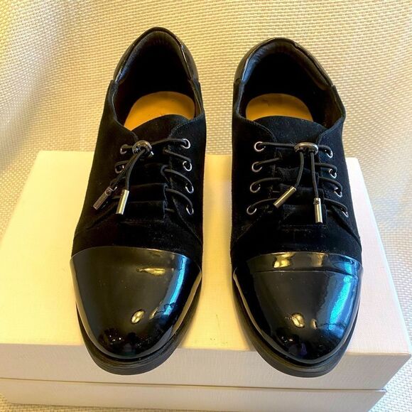 Pierre Cardin Paris women’s cap toe derby patent leather and suede size 39 wow - Picture 3 of 11